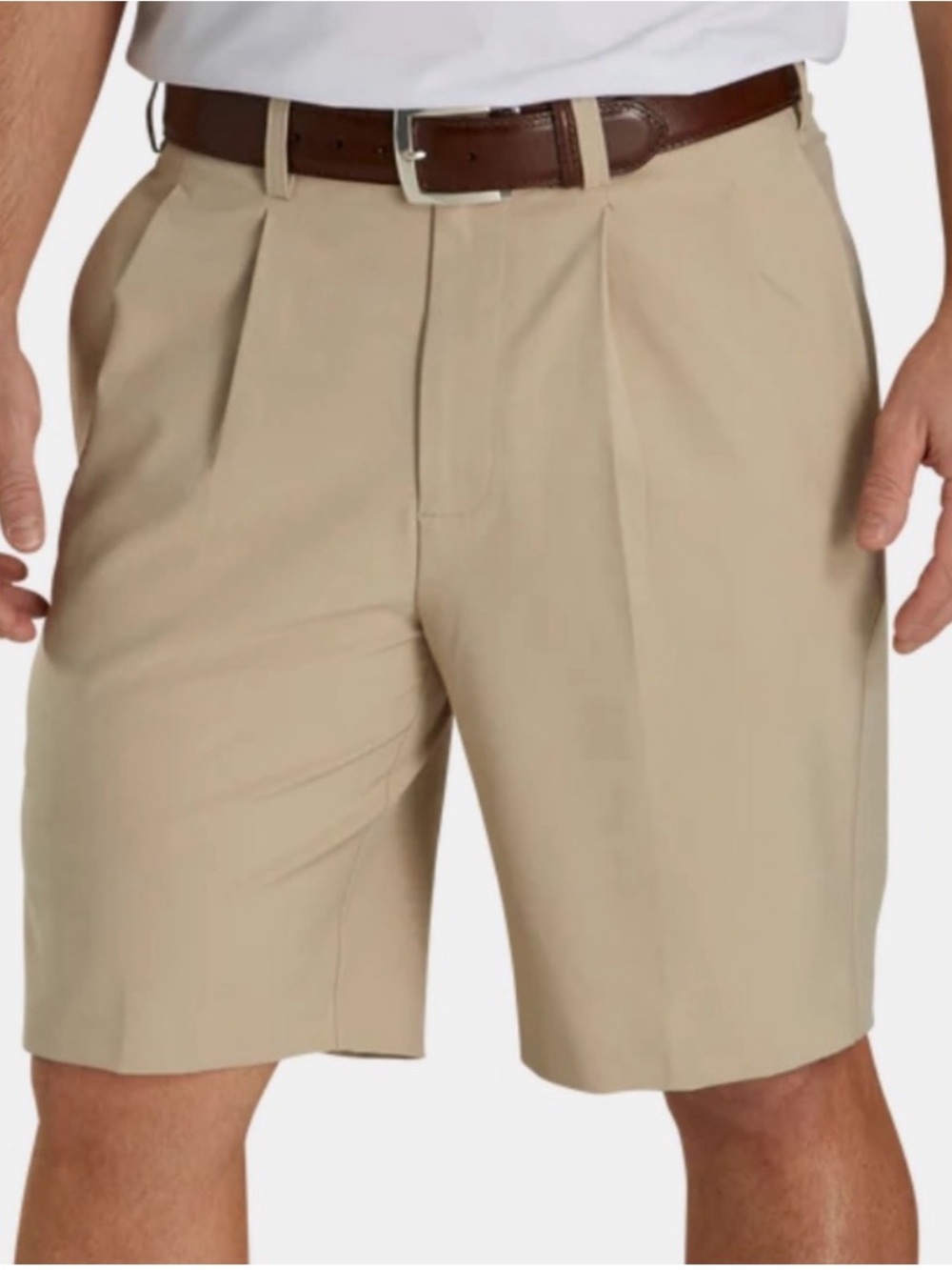 FootJoy Men's Khaki Flat-Front Golf Shorts